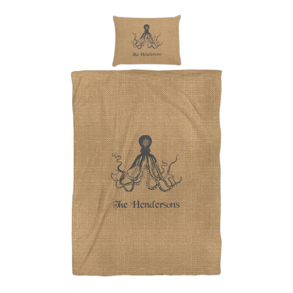 Octopus & Burlap Print Duvet Cover Set - Twin XL - Alt Approval