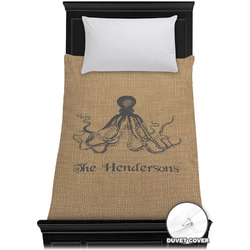 Octopus & Burlap Print Duvet Cover - Twin XL (Personalized)