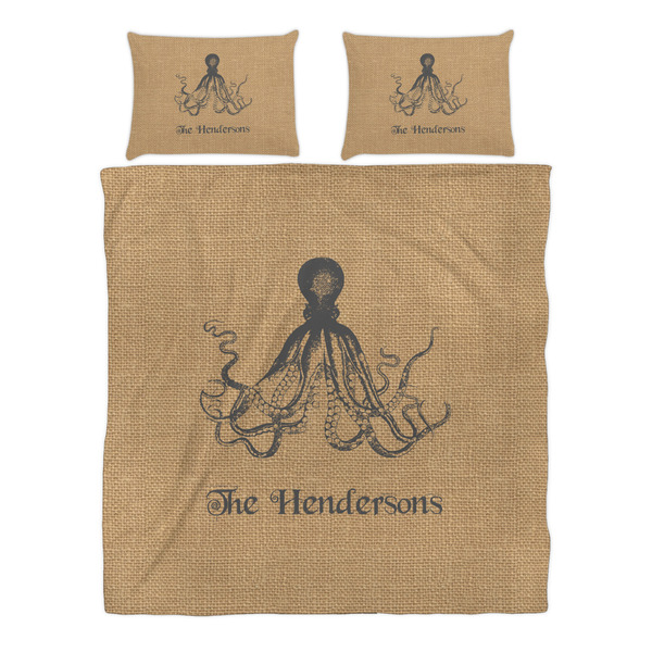 Octopus & Burlap Print Duvet cover Set - Queen - Alt Approval