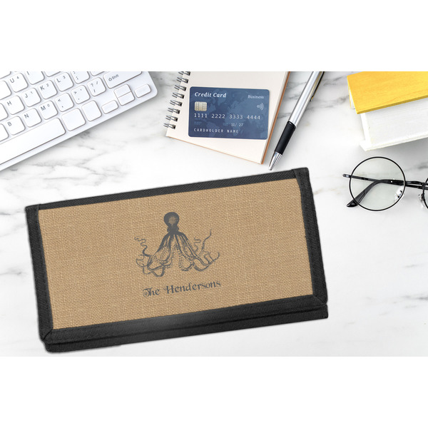 Octopus & Burlap Print DyeTrans Checkbook Cover - LIFESTYLE