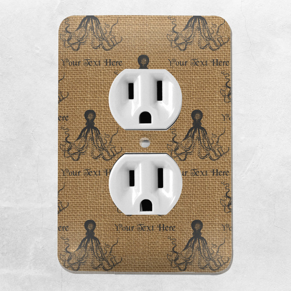 Octopus & Burlap Print Electric Outlet Plate - LIFESTYLE