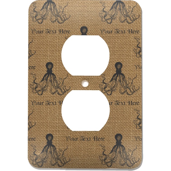 Custom Octopus & Burlap Print Electric Outlet Plate (Personalized)