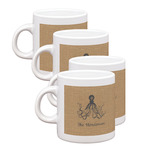 Octopus & Burlap Print Single Shot Espresso Cups - Set of 4 (Personalized)