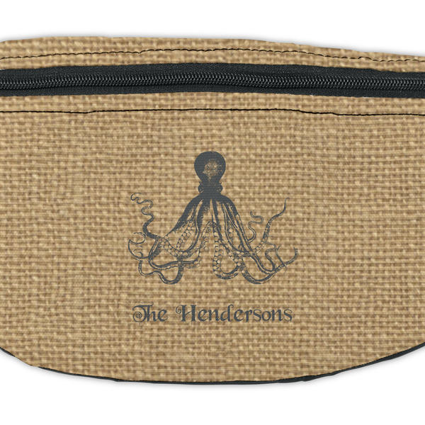 Octopus & Burlap Print Fanny Pack - Closeup