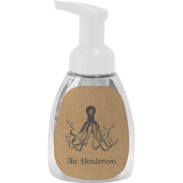 Custom Octopus & Burlap Print Foam Soap Bottle (Personalized)