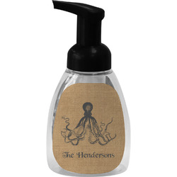 Octopus & Burlap Print Foam Soap Bottle - Black (Personalized)
