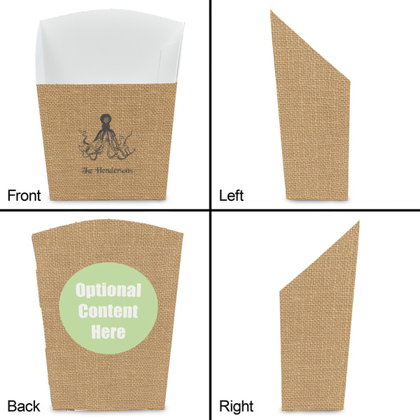 Octopus & Burlap Print French Fry Favor Box - Front & Back View