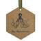 Octopus & Burlap Print Frosted Glass Ornament - Hexagon