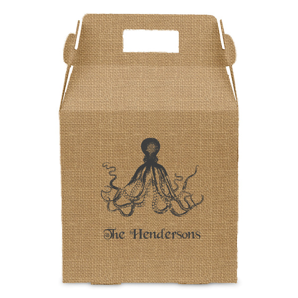 Octopus & Burlap Print Gable Favor Box - Front