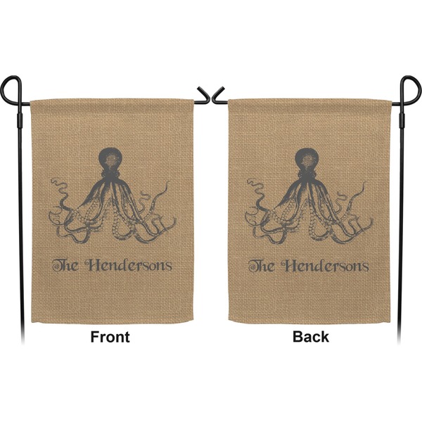 Octopus & Burlap Print Garden Flag - Double Sided Front and Back