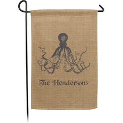 Octopus & Burlap Print Small Garden Flag - Double Sided w/ Name or Text