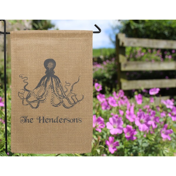 Octopus & Burlap Print Garden Flag - Outside In Flowers