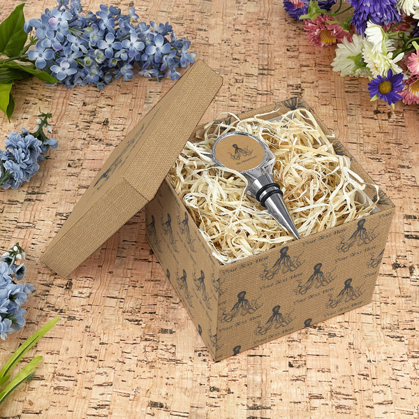 Octopus & Burlap Print Gift Boxes with Lid - Canvas Wrapped - Medium - In Context