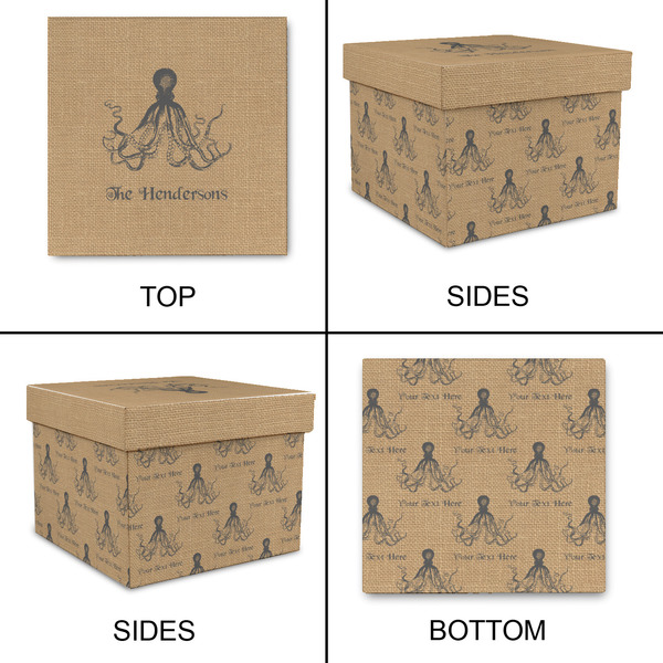Octopus & Burlap Print Gift Boxes with Lid - Canvas Wrapped - XX-Large - Approval
