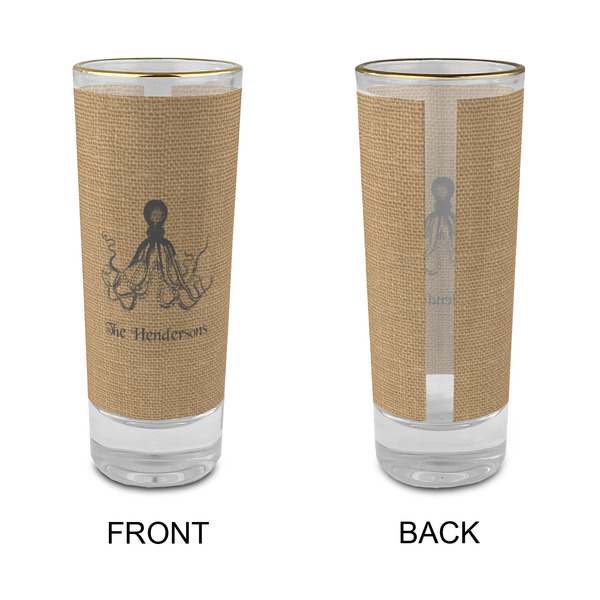 Octopus & Burlap Print Glass Shot Glass - 2 oz - Single - APPROVAL
