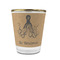 Octopus & Burlap Print Glass Shot Glass - With gold rim - FRONT