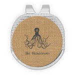 Octopus & Burlap Print Golf Ball Marker - Hat Clip - Silver