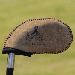 Octopus & Burlap Print Golf Club Iron Cover (Personalized)