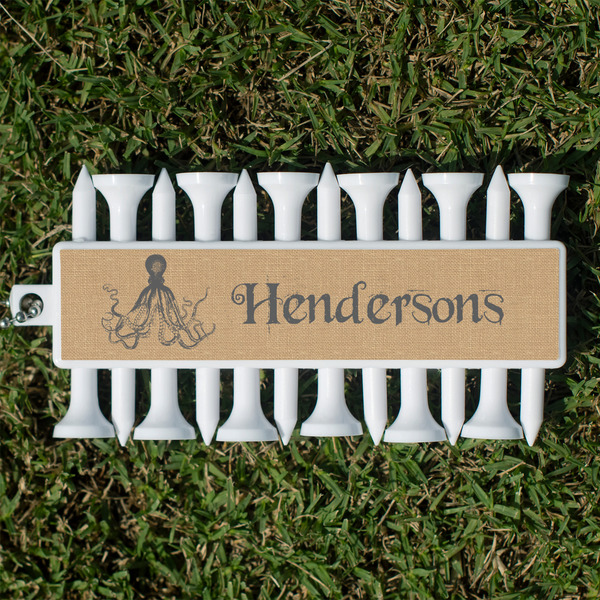 Custom Octopus & Burlap Print Golf Tees & Ball Markers Set (Personalized)