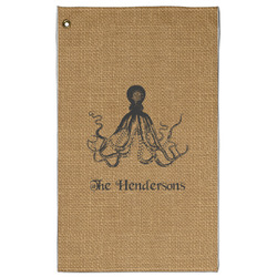 Octopus & Burlap Print Golf Towel - Poly-Cotton Blend - Large w/ Name or Text