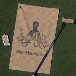 Octopus & Burlap Print Golf Towel Gift Set (Personalized)