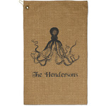 Octopus & Burlap Print Golf Towel - Poly-Cotton Blend - Small w/ Name or Text