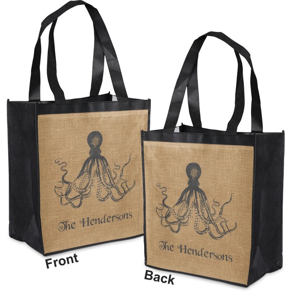 Octopus & Burlap Print Grocery Bag - Apvl