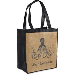 Octopus & Burlap Print Grocery Bag (Personalized)