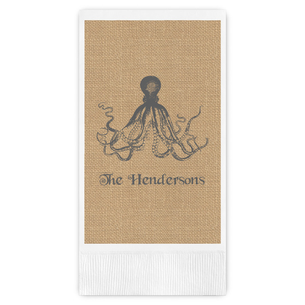 Custom Octopus & Burlap Print Guest Towels - Full Color (Personalized)