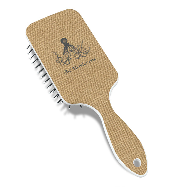Octopus & Burlap Print Hair Brush - Angle View