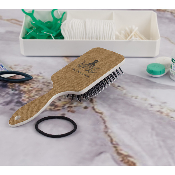 Octopus & Burlap Print Hair Brush - In Bathroom