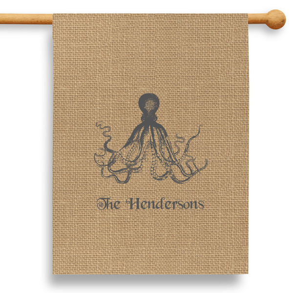 Custom Octopus & Burlap Print 28" House Flag - Double Sided (Personalized)