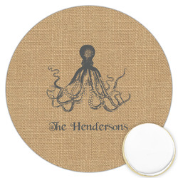 Octopus & Burlap Print Printed Cookie Topper - 3.25" (Personalized)