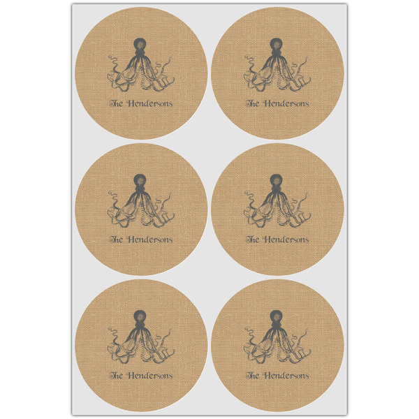 Octopus & Burlap Print Icing Circle - Large - Set of 6