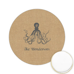 Octopus & Burlap Print Printed Cookie Topper - 2.15" (Personalized)