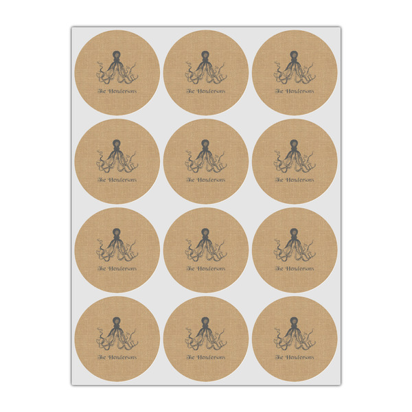 Octopus & Burlap Print Icing Circle - Small - Set of 12