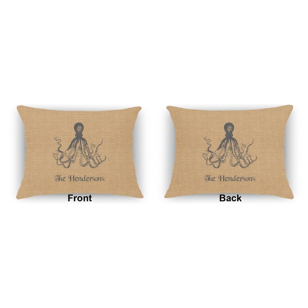 Octopus & Burlap Print  Indoor Rectangular Burlap Pillow (Front and Back)
