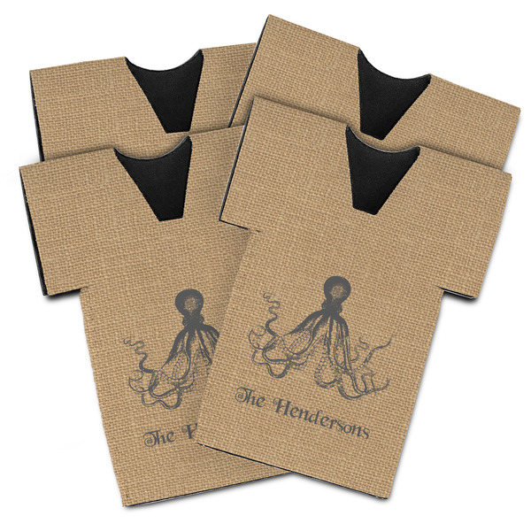 Octopus & Burlap Print Jersey Bottle Cooler - Set of 4 - MAIN (flat)