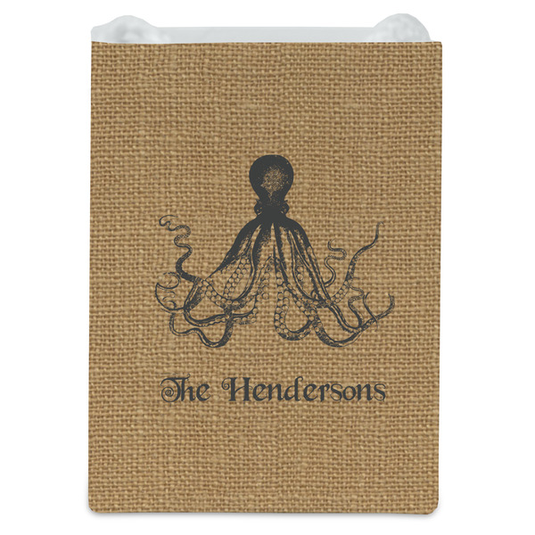 Octopus & Burlap Print Jewelry Gift Bag - Gloss - Front