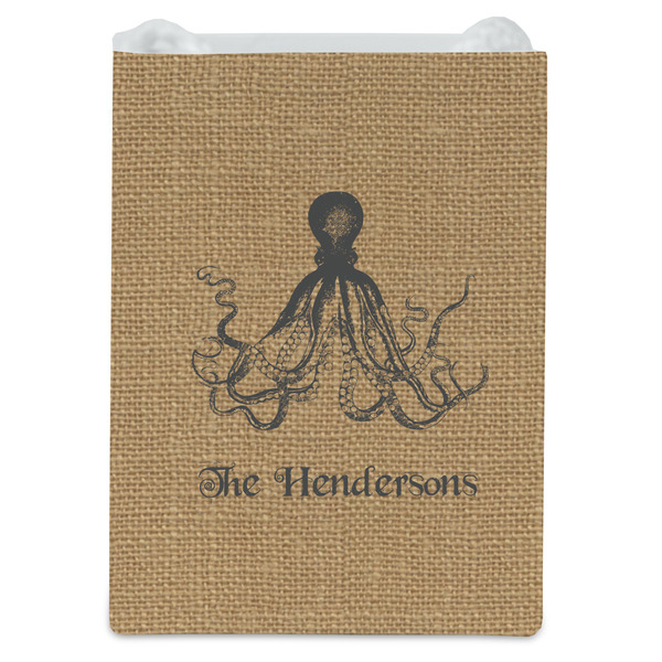 Octopus & Burlap Print Jewelry Gift Bag - Matte - Front