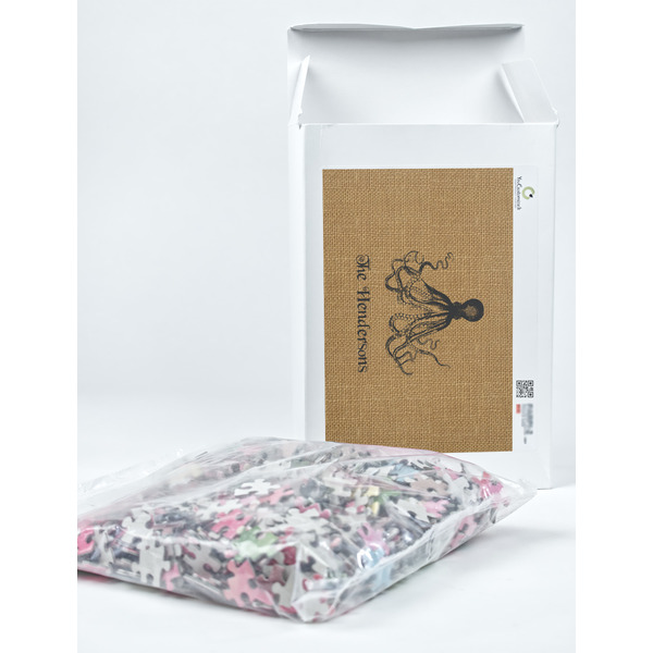 Octopus & Burlap Print Jigsaw Puzzle 1014 Piece - Box