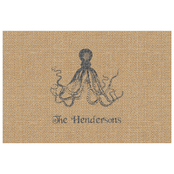 Custom Octopus & Burlap Print Jigsaw Puzzle - 1000-piece (Personalized)