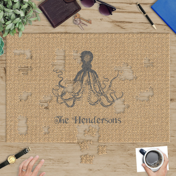 Octopus & Burlap Print Jigsaw Puzzle 1014 Piece - In Context