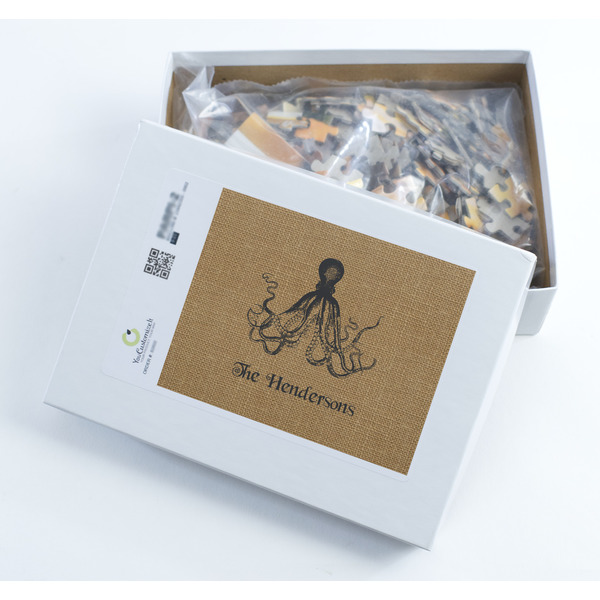 Octopus & Burlap Print Jigsaw Puzzle 252 Piece - Box