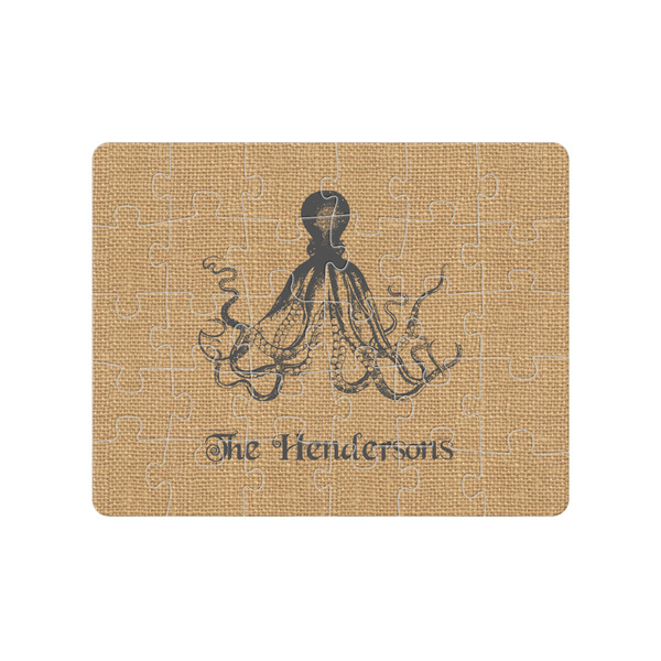 Custom Octopus & Burlap Print Jigsaw Puzzles (Personalized)