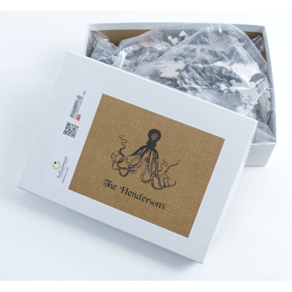 Octopus & Burlap Print Jigsaw Puzzle 500 Piece - Box