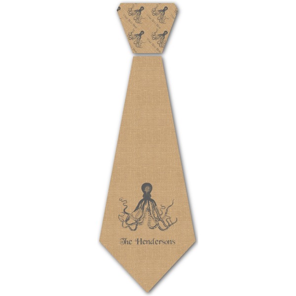 Custom Octopus & Burlap Print Iron On Tie (Personalized)