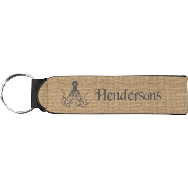 Custom Octopus & Burlap Print Neoprene Keychain Fob (Personalized)