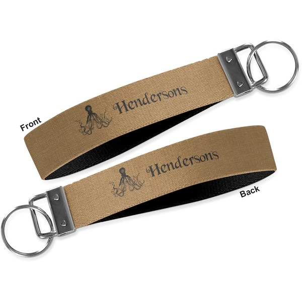 Octopus & Burlap Print Key-chain - Metal and Nylon - Front and Back