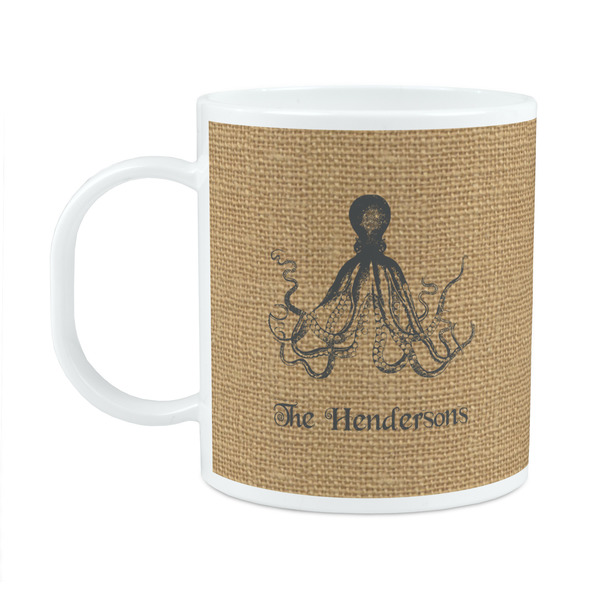 Custom Octopus & Burlap Print Plastic Kids Mug (Personalized)
